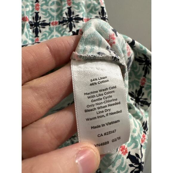 🔴Talbots Linen Teal Blue‎ Geometric Print Shift Dress Size 4P Petite - Picture 5 of 7